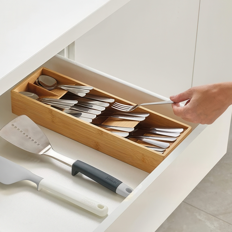 Cutlery Tray, DRAWERSTORE COMPACT BAMBOO, Joseph Joseph, 39,8 x 12,2 x H 6 cm, Natur