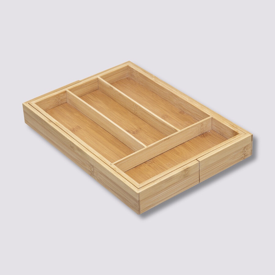 Cutlery Tray in Bamboo, Expandable, RANGE-COUVERTS, 35 x 25~39,2 x H 4,5 cm, Nature