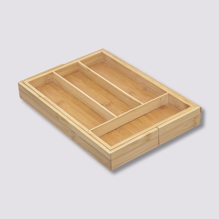 Cutlery Tray in Bamboo, Expandable, RANGE-COUVERTS, 35 x 25~39,2 x H 4,5 cm, Nature