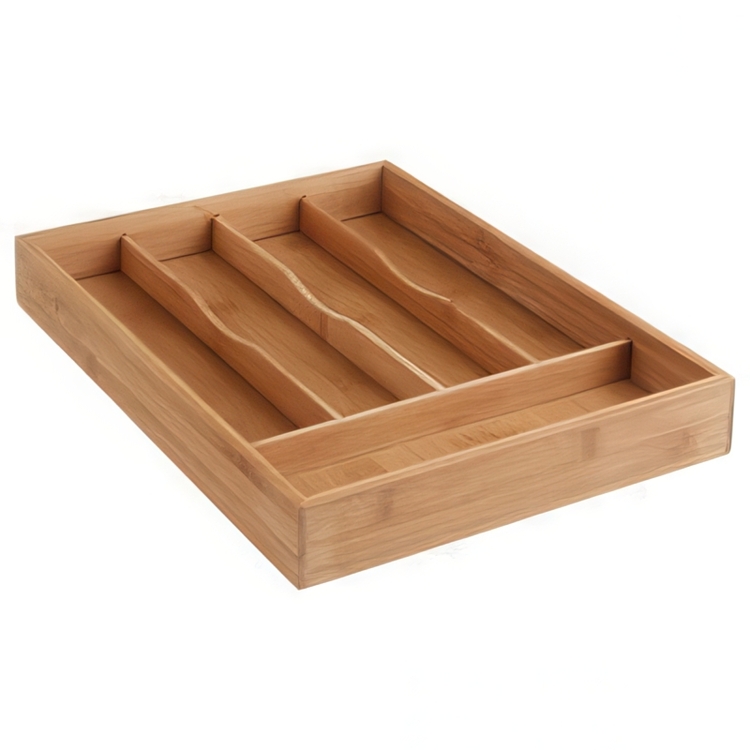 Bamboo Cutlery Tray, SMALL CUTLERY HOLDER, 34 x 25 x H 4,3 cm, Nature
