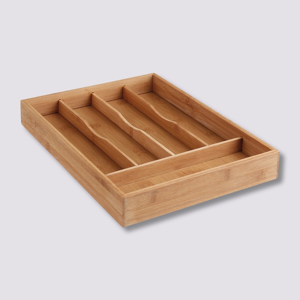 Bamboo Cutlery Tray, SMALL CUTLERY HOLDER, 34 x 25 x H 4,3 cm, Nature