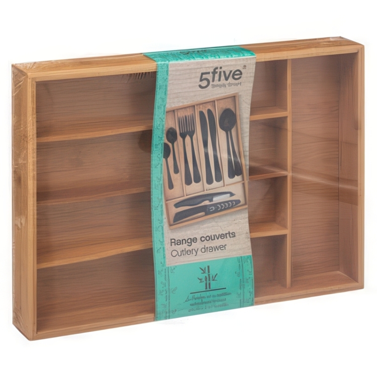 Bamboo Cutlery Tray, SMALL CUTLERY HOLDER, 34 x 25 x H 4,3 cm, Nature
