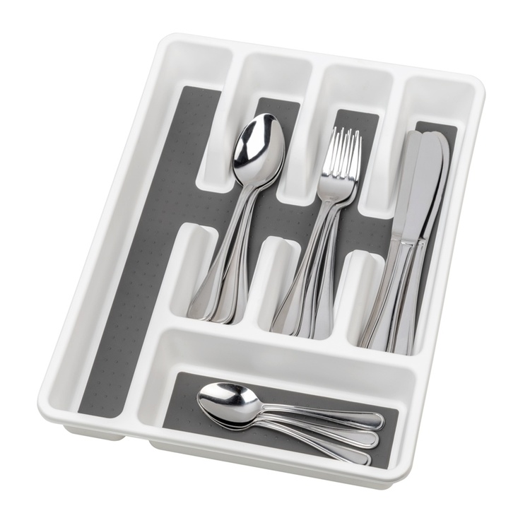 Cutlery tray, with anti-slip, ANTI-RUTSCH, 36,5 x 26,5 x H 5 cm, White / Grey