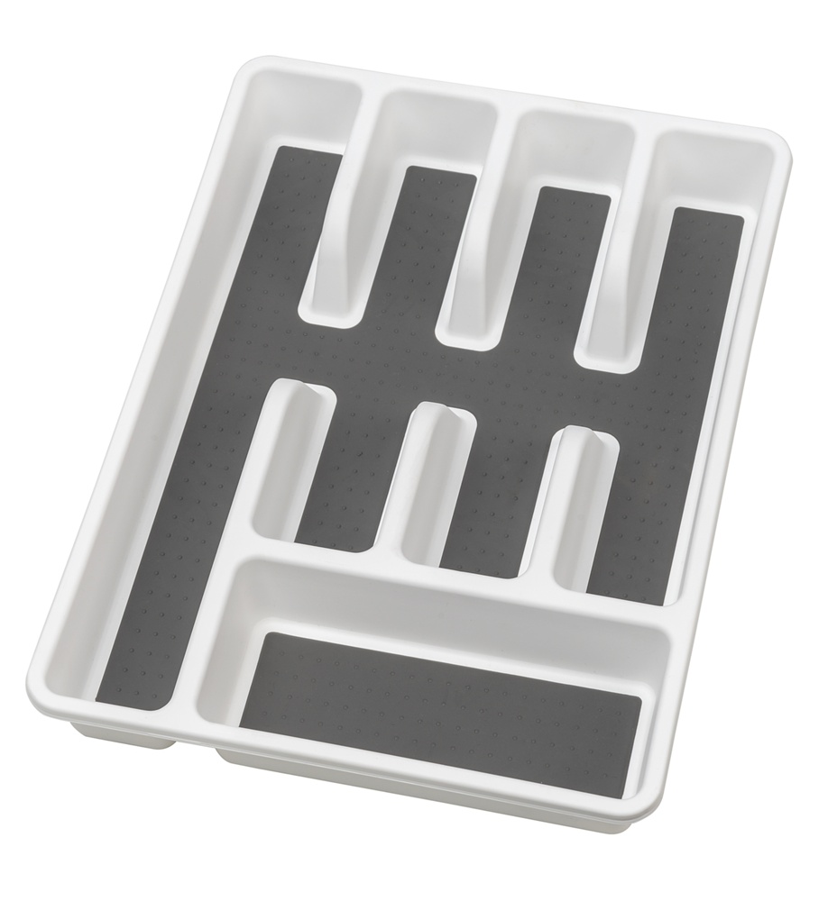 Cutlery tray, with anti-slip, ANTI-RUTSCH, 36,5 x 26,5 x H 5 cm, White / Grey