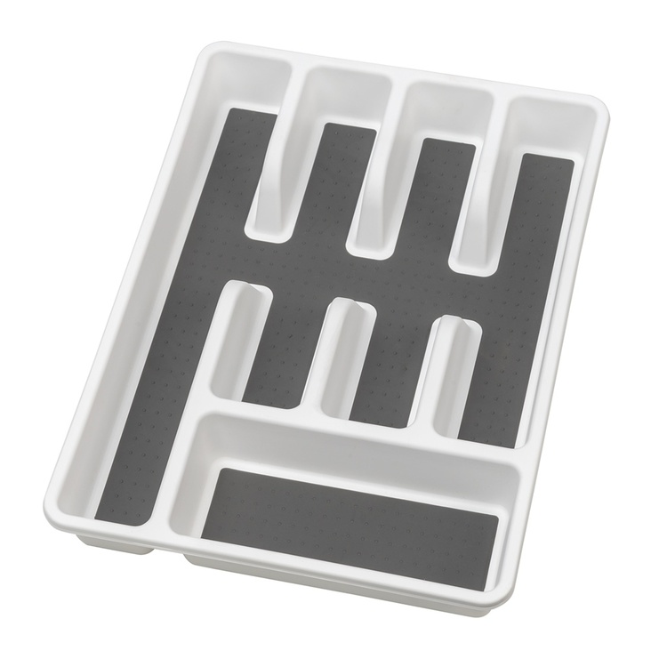 Cutlery tray, with anti-slip, ANTI-RUTSCH, 36,5 x 26,5 x H 5 cm, White / Grey