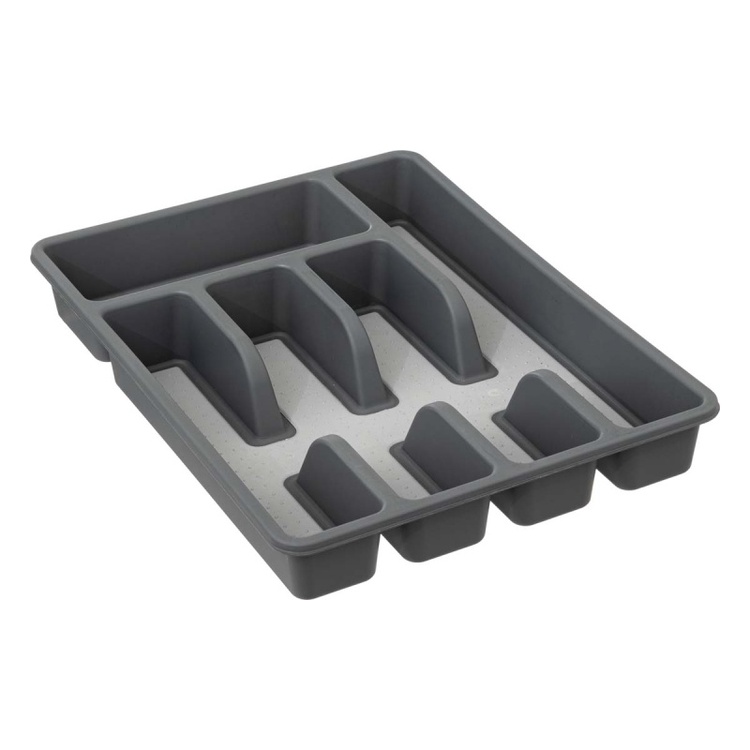 Cutlery tray, 5 compartments, NON SLIP RANGE-COUVERTS, 36,5 x 26.5 x H 5 cm, Grey