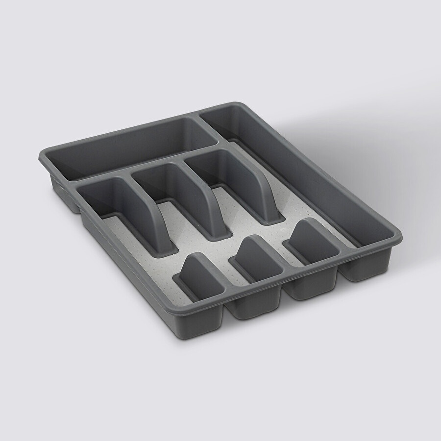 Cutlery tray, 5 compartments, NON SLIP RANGE-COUVERTS, 36,5 x 26.5 x H 5 cm, Grey