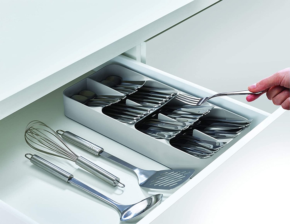 Cutlery Tray, 8 compartments, DRAWERSTORE COMPACT TWIN, Joseph Joseph, 39 x 17,5 x H5,5cm, Grey