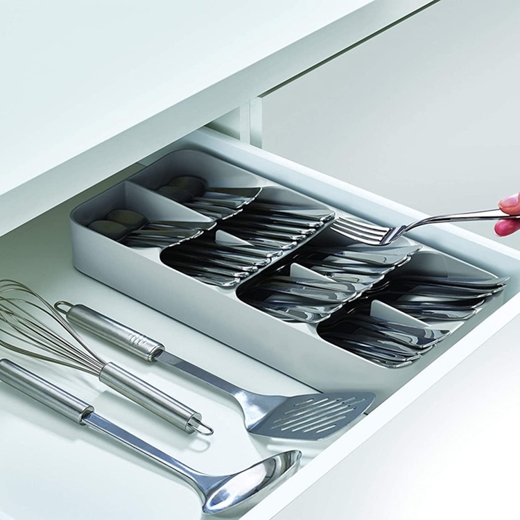 Cutlery Tray, 8 compartments, DRAWERSTORE COMPACT TWIN, Joseph Joseph, 39 x 17,5 x H5,5cm, Grey
