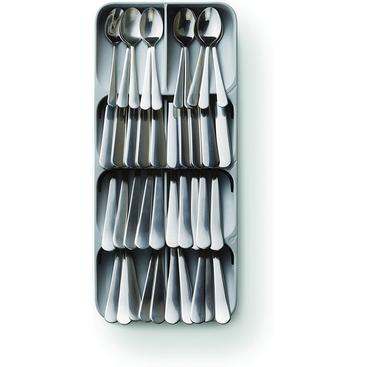 Cutlery Tray, 8 compartments, DRAWERSTORE COMPACT TWIN, Joseph Joseph, 39 x 17,5 x H5,5cm, Grey