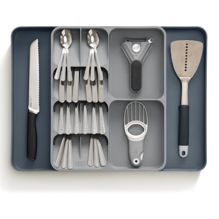 Cutlery Tray, Expanding, DRAWERSTORE, Joseph Joseph, 31,5 x 39,5~60 x H 5,5 cm, Grey