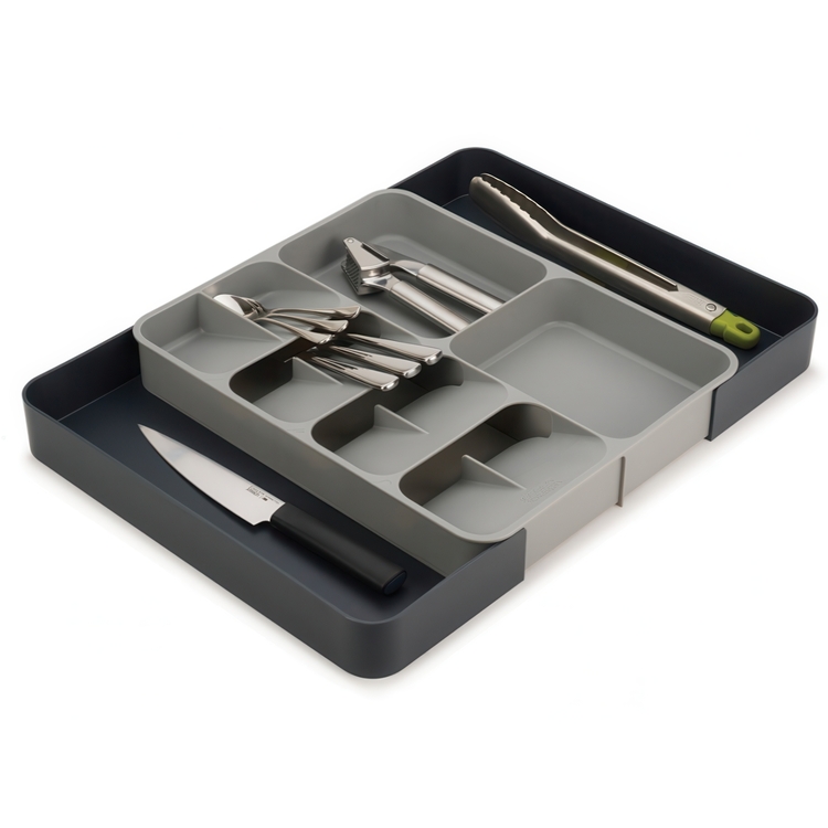 Cutlery Tray, Expanding, DRAWERSTORE, Joseph Joseph, 31,5 x 39,5~60 x H 5,5 cm, Grey