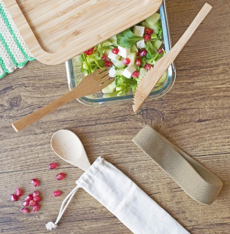 Eco-friendly Cutlery Set in bamboo, PEBBLY COUVERTS EN BAMBOU, Nature