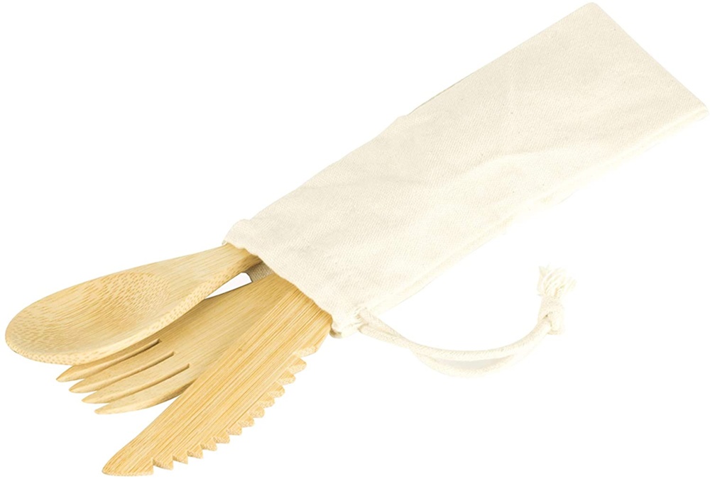 Eco-friendly Cutlery Set in bamboo, PEBBLY COUVERTS EN BAMBOU, Nature