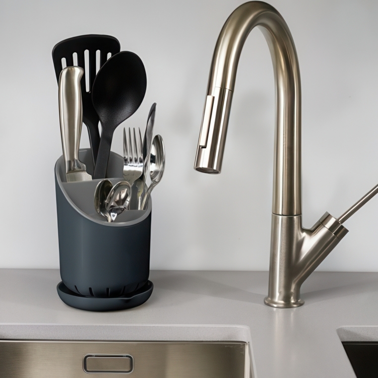 Cutlery Drainer, JOSEPH JOSEPH DOCK, Ø 12,5 x H19, Grey