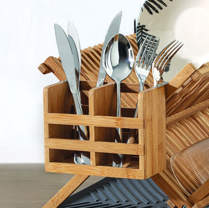 Cutlery Drainer, BAMBOO CUTLERY HOLDER, 16 x 10 x H 12,5 cm, Nature