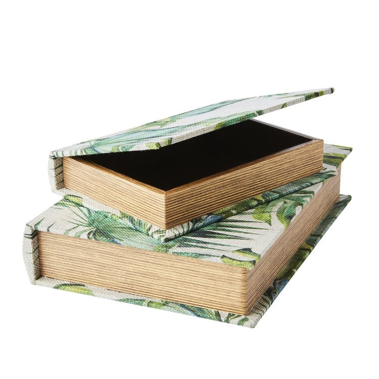 Secret Storage Book, GREEN GARDEN, LARGE, 27 x 19 x H5cm, Grey Green