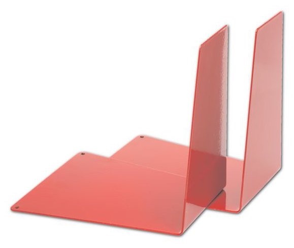 Metal bookends, Set of 2, WEDGE, 12 x 14 x H14,5 cm, Red