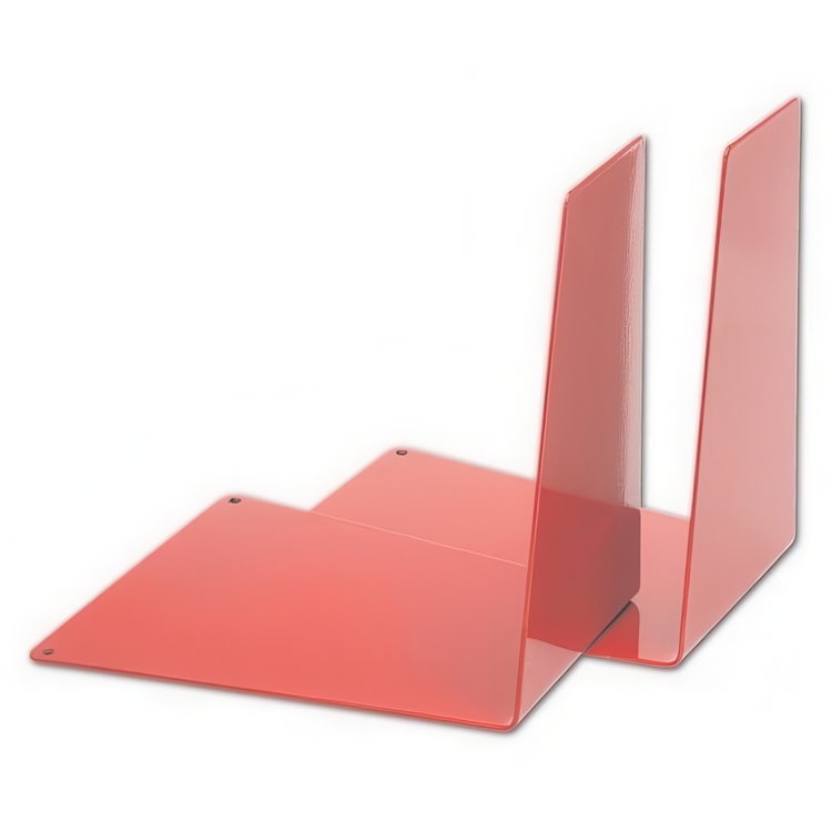 Metal bookends, Set of 2, WEDGE, 12 x 14 x H14,5 cm, Red