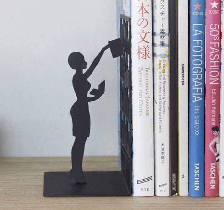 Bookend in metal, THE LIBRARY, 10 x 8,5 x H 17 cm, Black