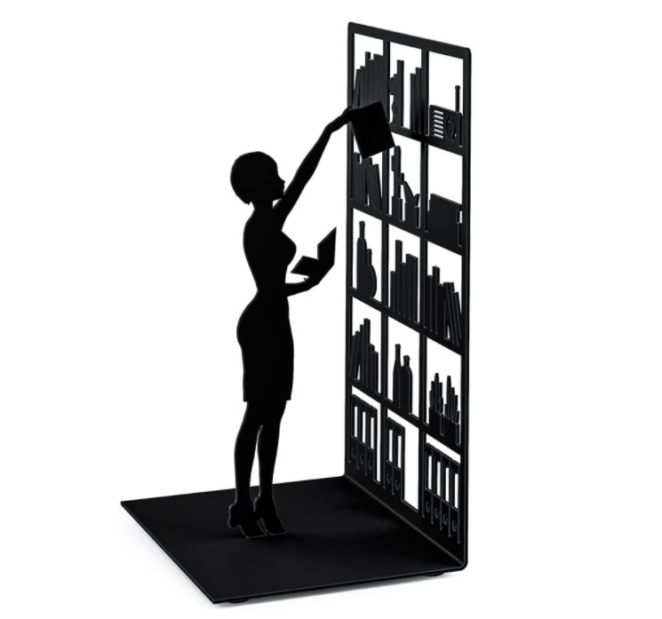 Bookend in metal, THE LIBRARY, 10 x 8,5 x H 17 cm, Black