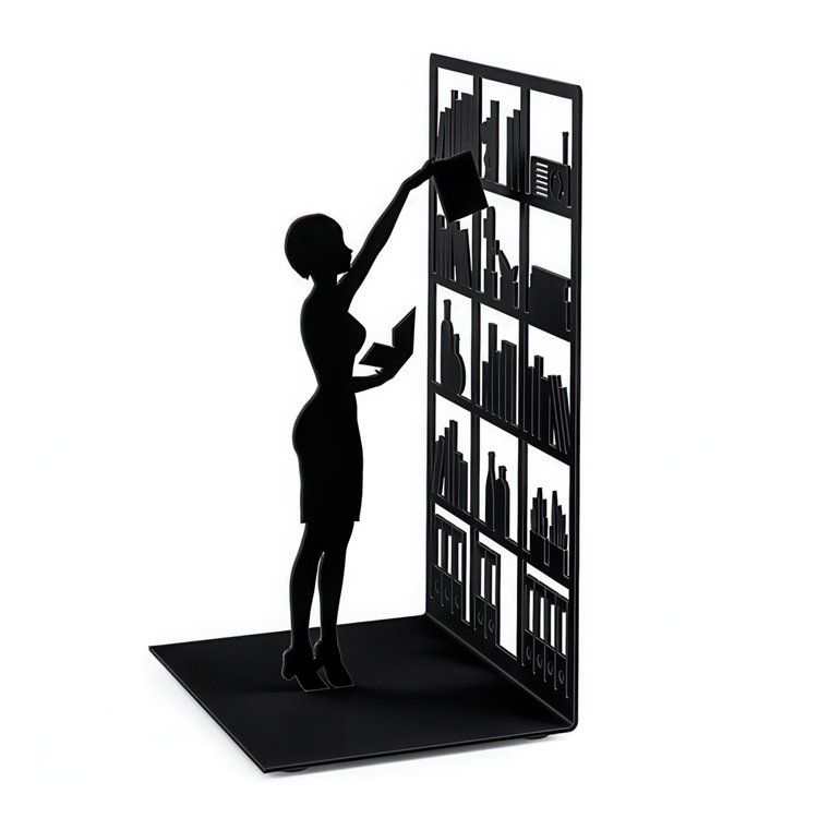 Bookend in metal, THE LIBRARY, 10 x 8,5 x H 17 cm, Black