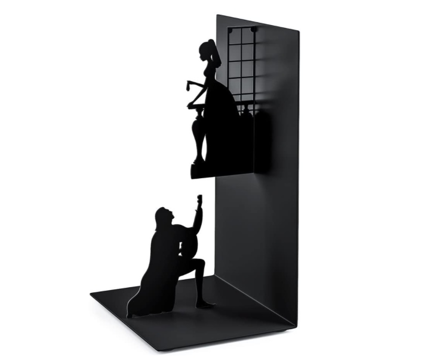 Bookend in metal, ROMEO & JULIET, 10 x 8,5 x H 17 cm, Black