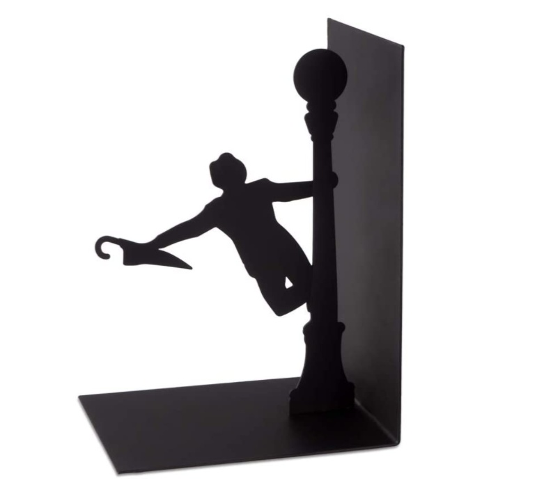 Bookend in metal, SINGING IN THE RAIN, 12,5 x 10 x H 18 cm, Black