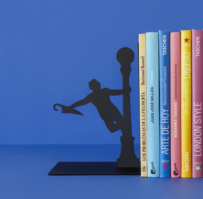 Bookend in metal, SINGING IN THE RAIN, 12,5 x 10 x H 18 cm, Black