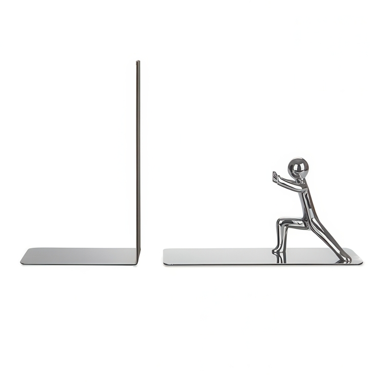 Bookend in metal, 2 parts, PUSH!, Silver