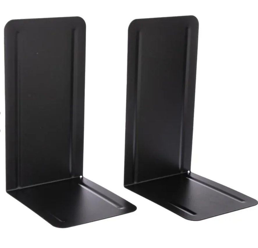 Metal bookends, Set of 2, HIGH, 13 x 14 x H 24 cm, Black