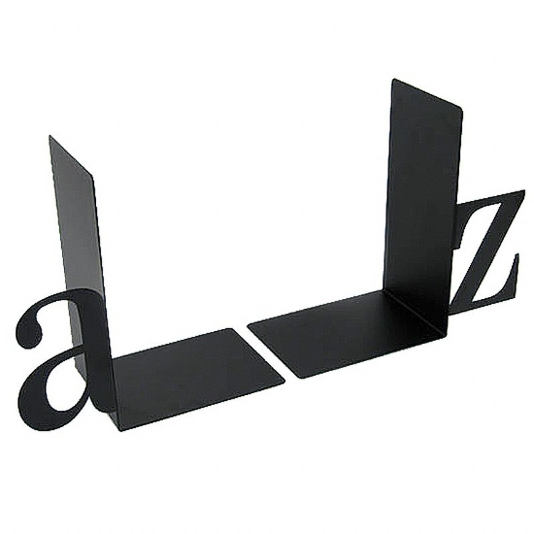 Book Ends in metal, Set of 2, A-Z, Black