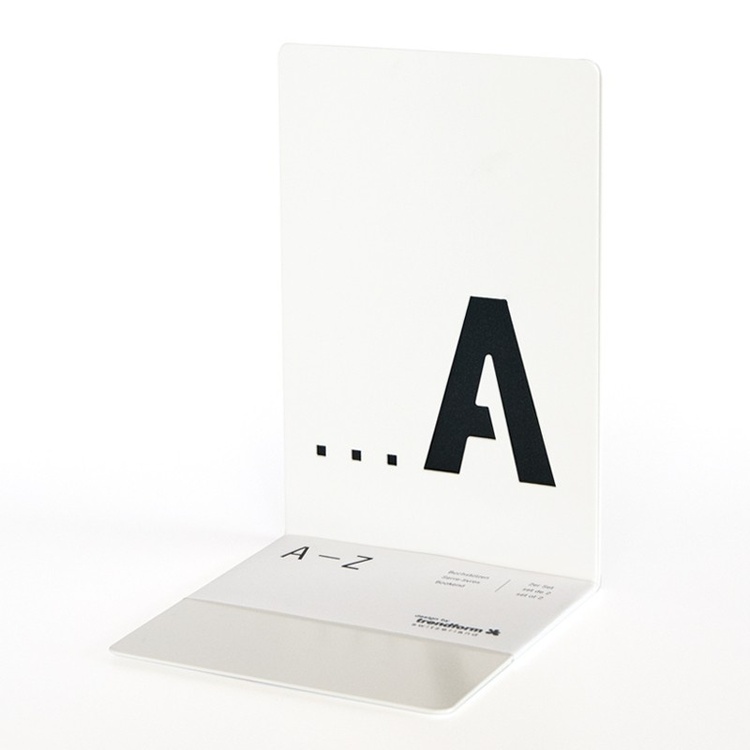 Bookends, Set of 2, BUCHSTÜTZEN A - Z, 12 x 12 x H 18 cm, White