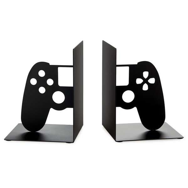 Bookends, Metal, Set of 2, JOYPAD VIDEOGAME HOLDERS, Black