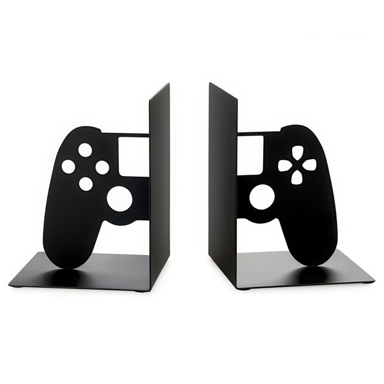 Bookends, Metal, Set of 2, JOYPAD VIDEOGAME HOLDERS, Black