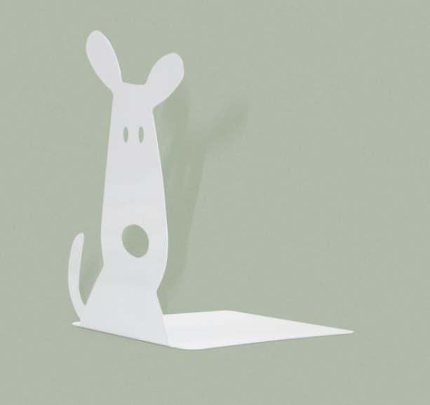 Bookends in metal, Set of 2, WHITE DOGS, 12 x 12,5 x H 17 cm, White