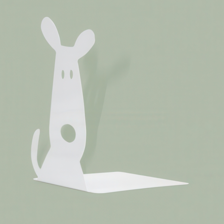 Bookends in metal, Set of 2, WHITE DOGS, 12 x 12,5 x H 17 cm, White