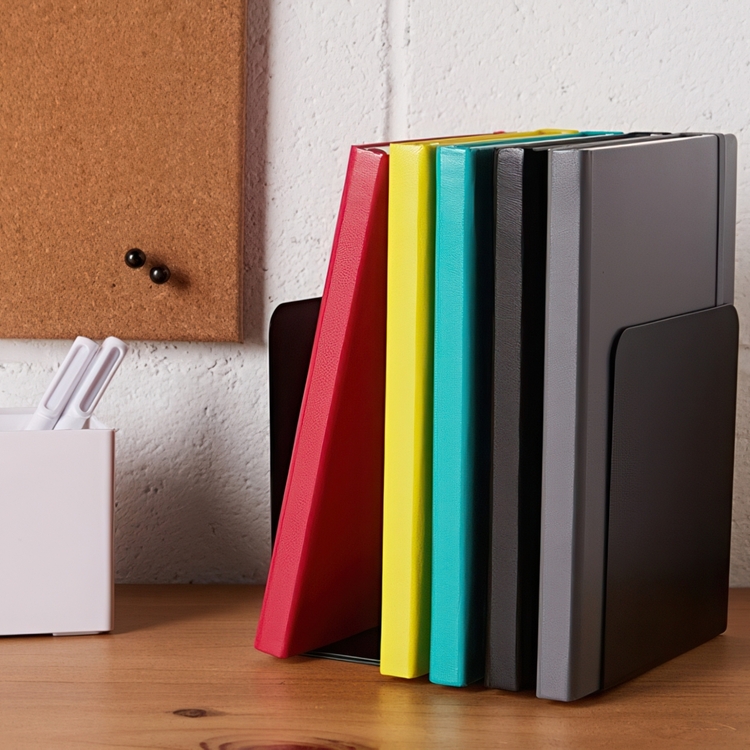 Metal bookends, Set of 2, ALBERT CLASSIC, 12,5 x 14 x H14 cm, Black