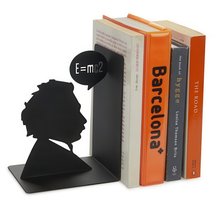 Bookend in metal, EINSTEIN, 10 x 13 x H 17, Black