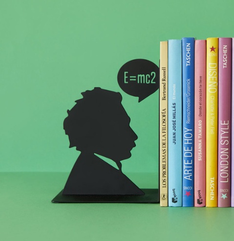 Bookend in metal, EINSTEIN, 10 x 13 x H 17, Black