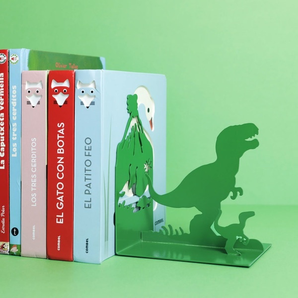 Bookend in metal, JURASSIC, 13 x 10 x H 16 cm, Green