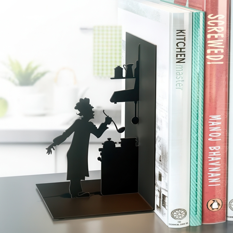 Bookend in metal, LE CHEF, 10 x 10 x H 17 cm, Black