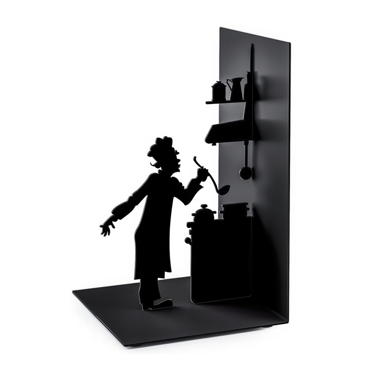 Bookend in metal, LE CHEF, 10 x 10 x H 17 cm, Black