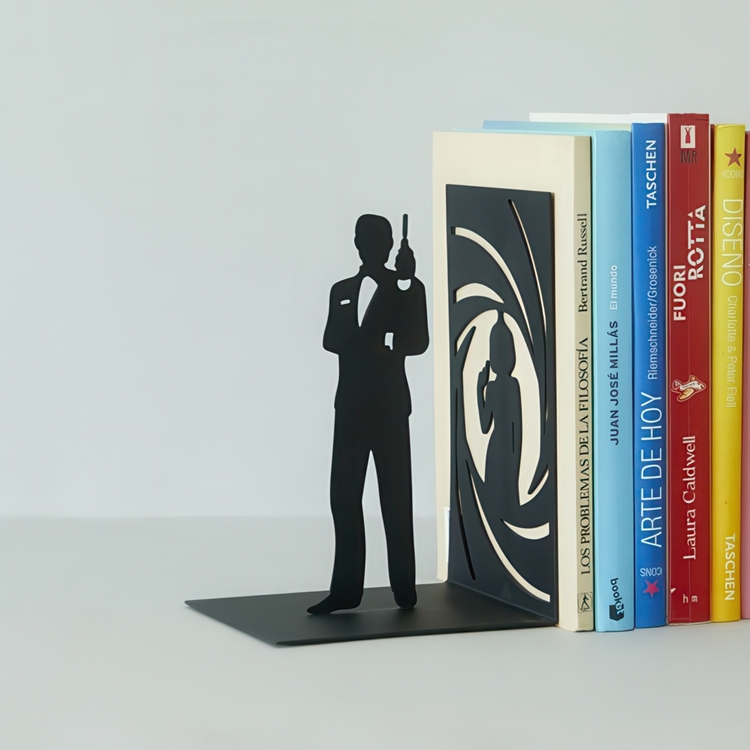 Bookend in metal, SECRET AGENT, 12 x 10 x H 17 cm, Black