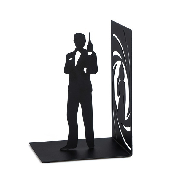 Bookend in metal, SECRET AGENT, 12 x 10 x H 17 cm, Black