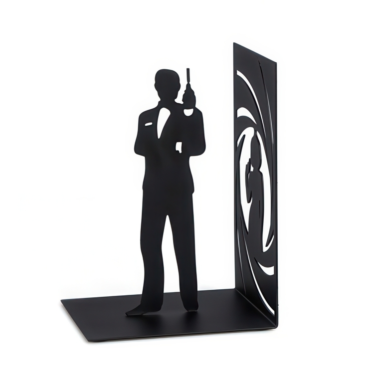 Bookend in metal, SECRET AGENT, 12 x 10 x H 17 cm, Black