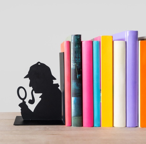 Bookend in metal, SHERLOCK, 12 x 10 x H 17 cm, Black