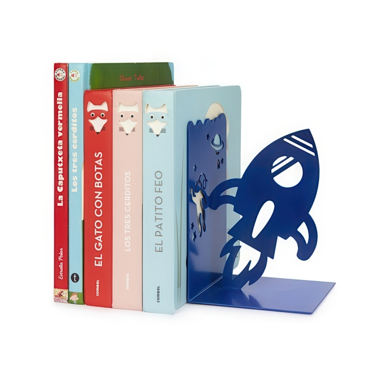 Bookend in metal, SPACE WALK, 11 x 10 x H 16 cm, Blue