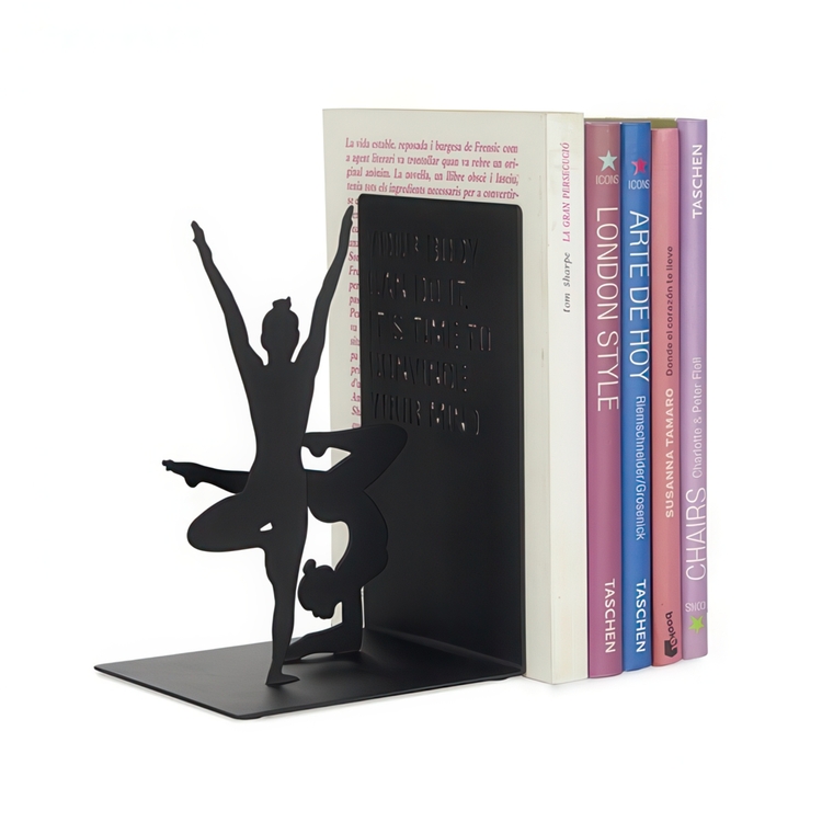 Bookend in metal, YOGA, 12 x 10 x H 17 cm, Black