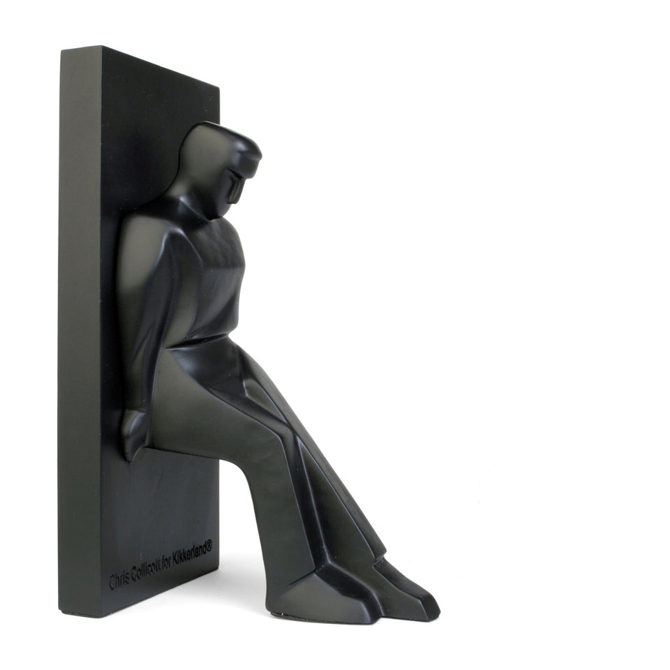 Book Ends, Set of 2, LEANING MEN, 12 x 8 x H 19,5 cm, Black